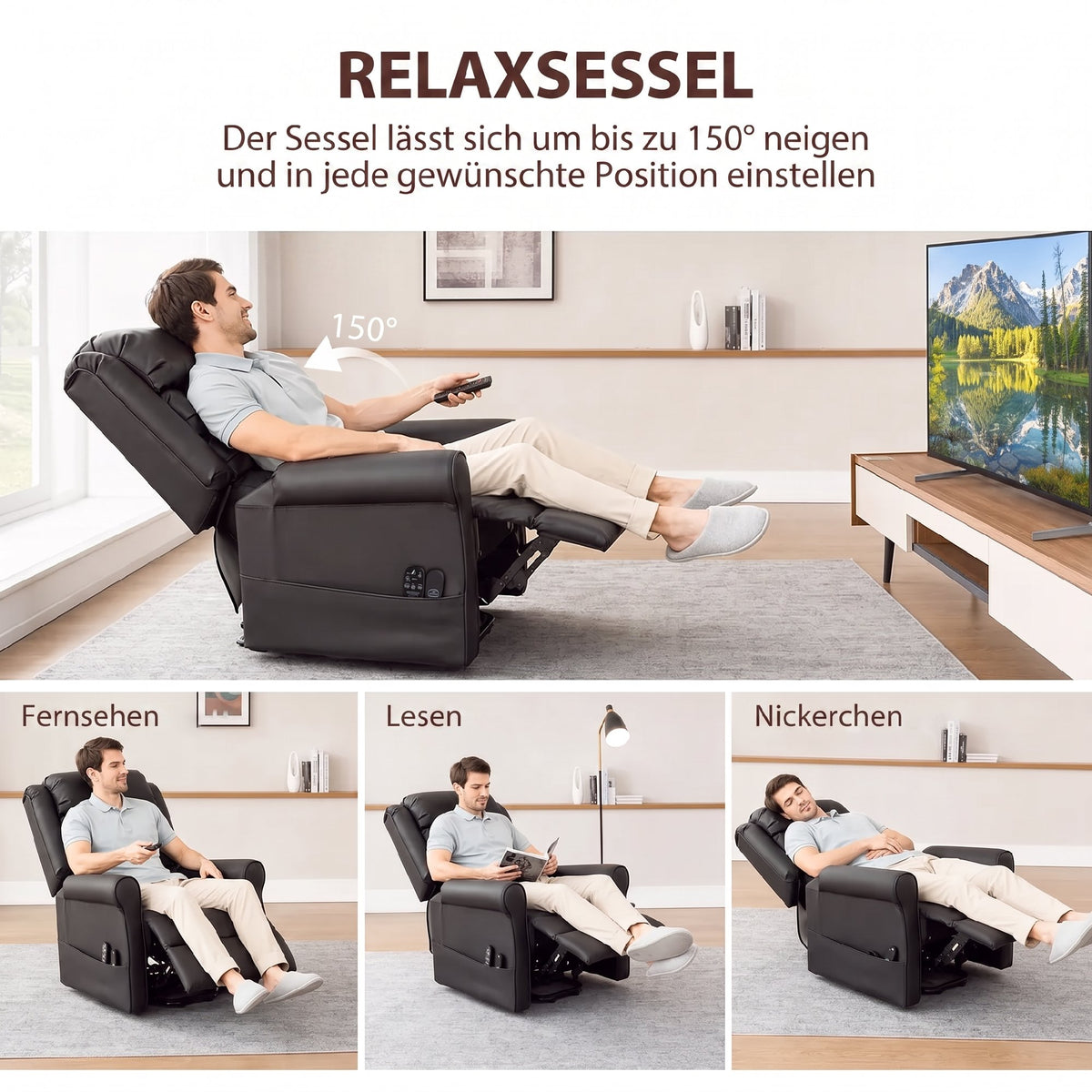 Elektrischer Aufstehsessel mit Massage und Wärme