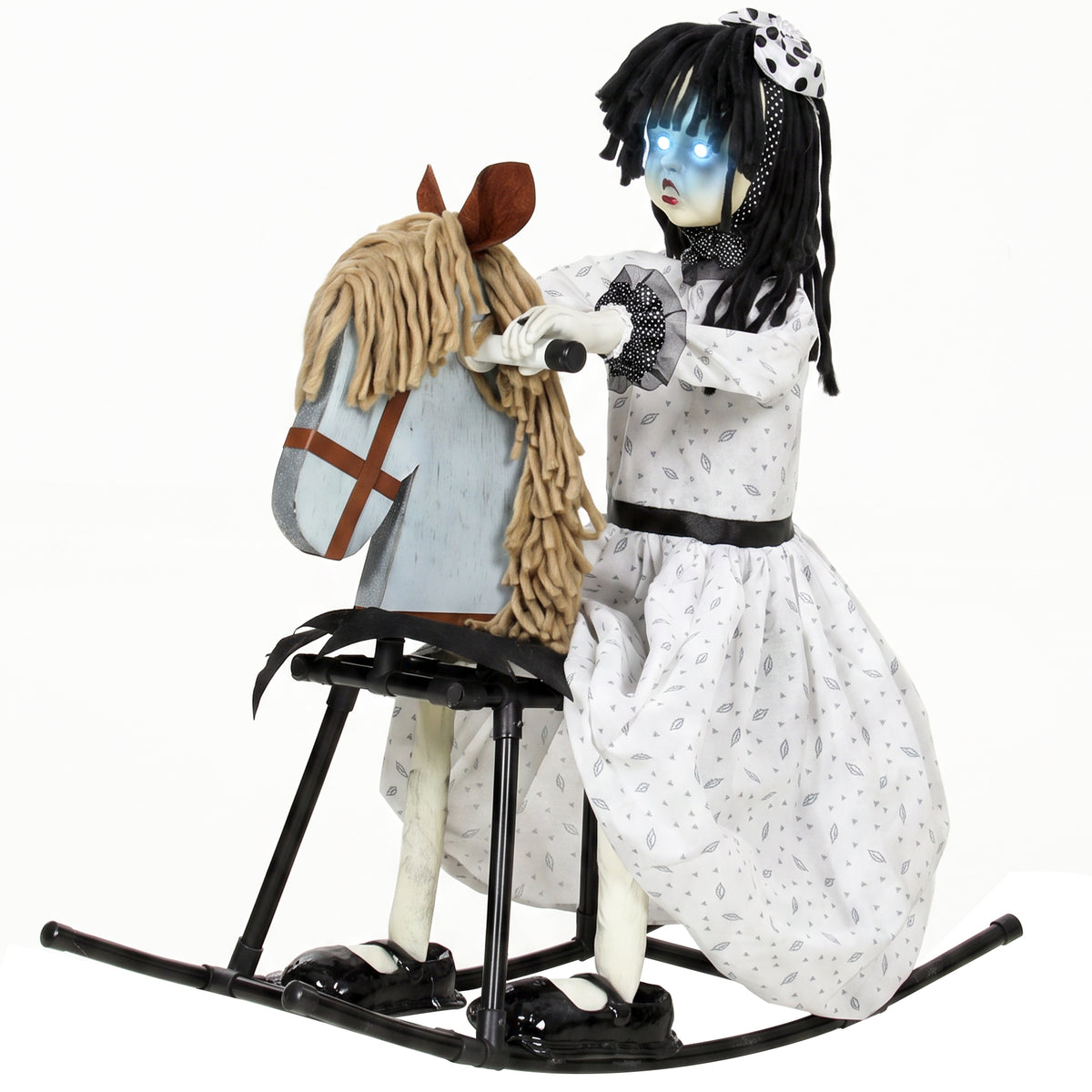 Animierte Halloween-Figur auf Schaukelpferd, 72 cm