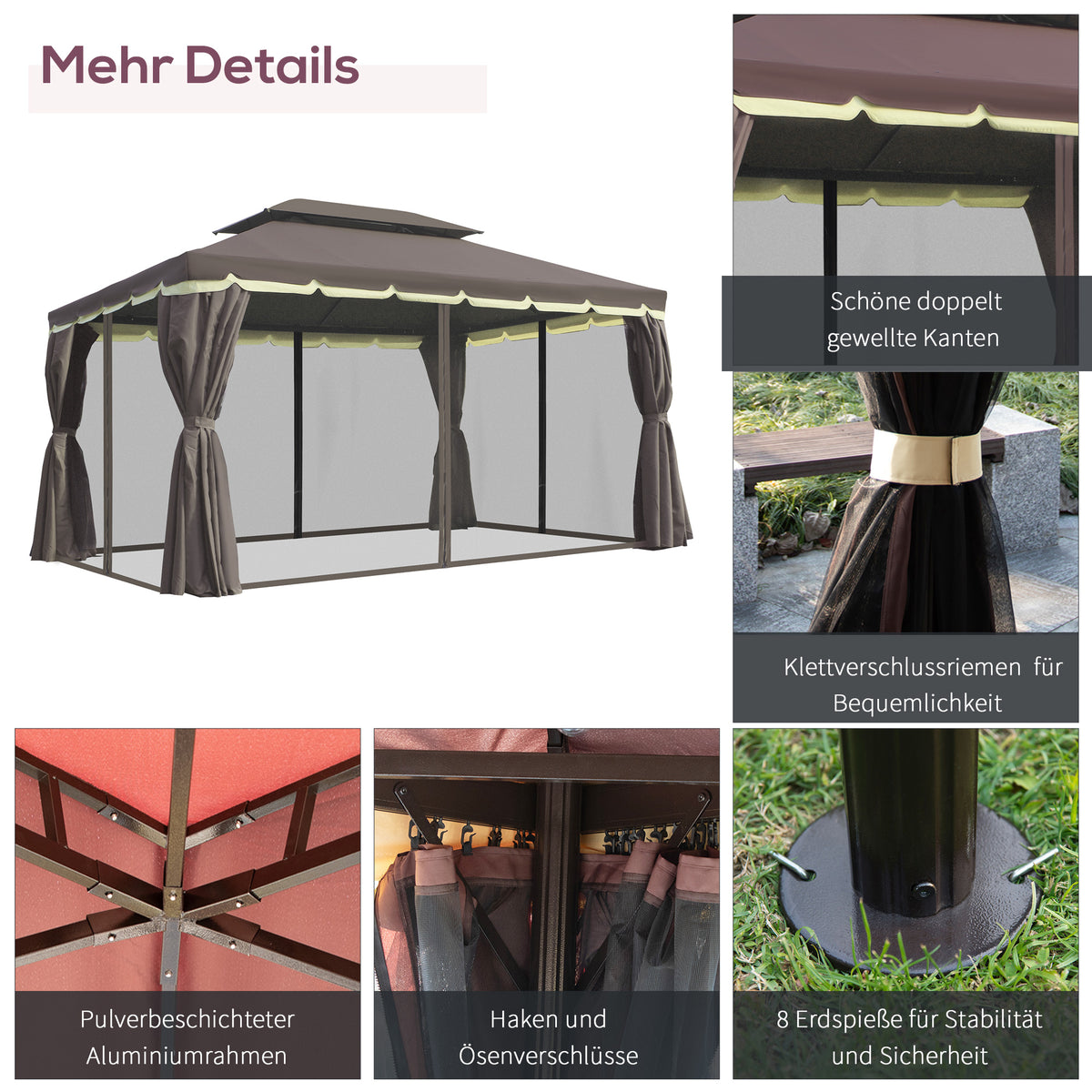 Gartenpavillon mit Doppeldach und vier Seitenwänden