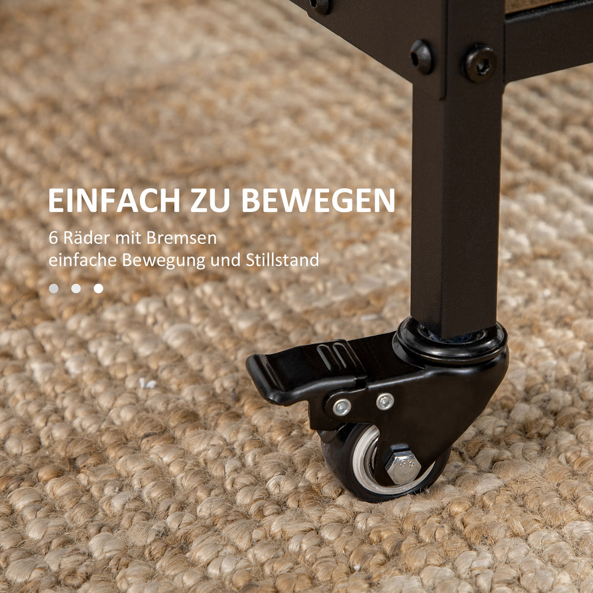 Mobiler Klapp-Esstisch mit Ablage und Rollen