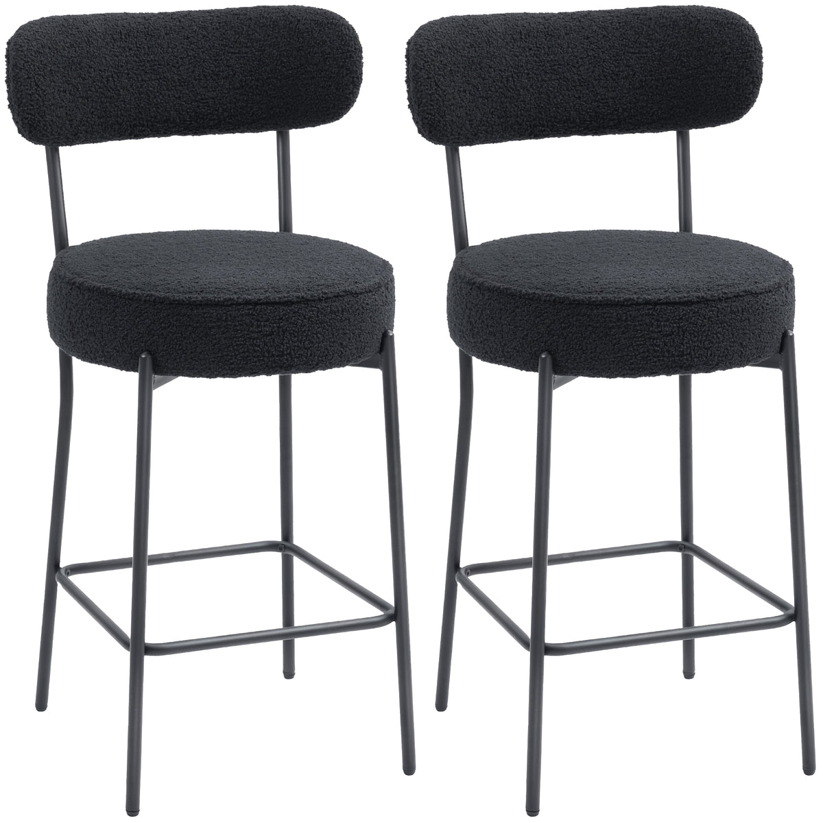 2er-Set Barhocker mit Fußstütze, Schwarz
