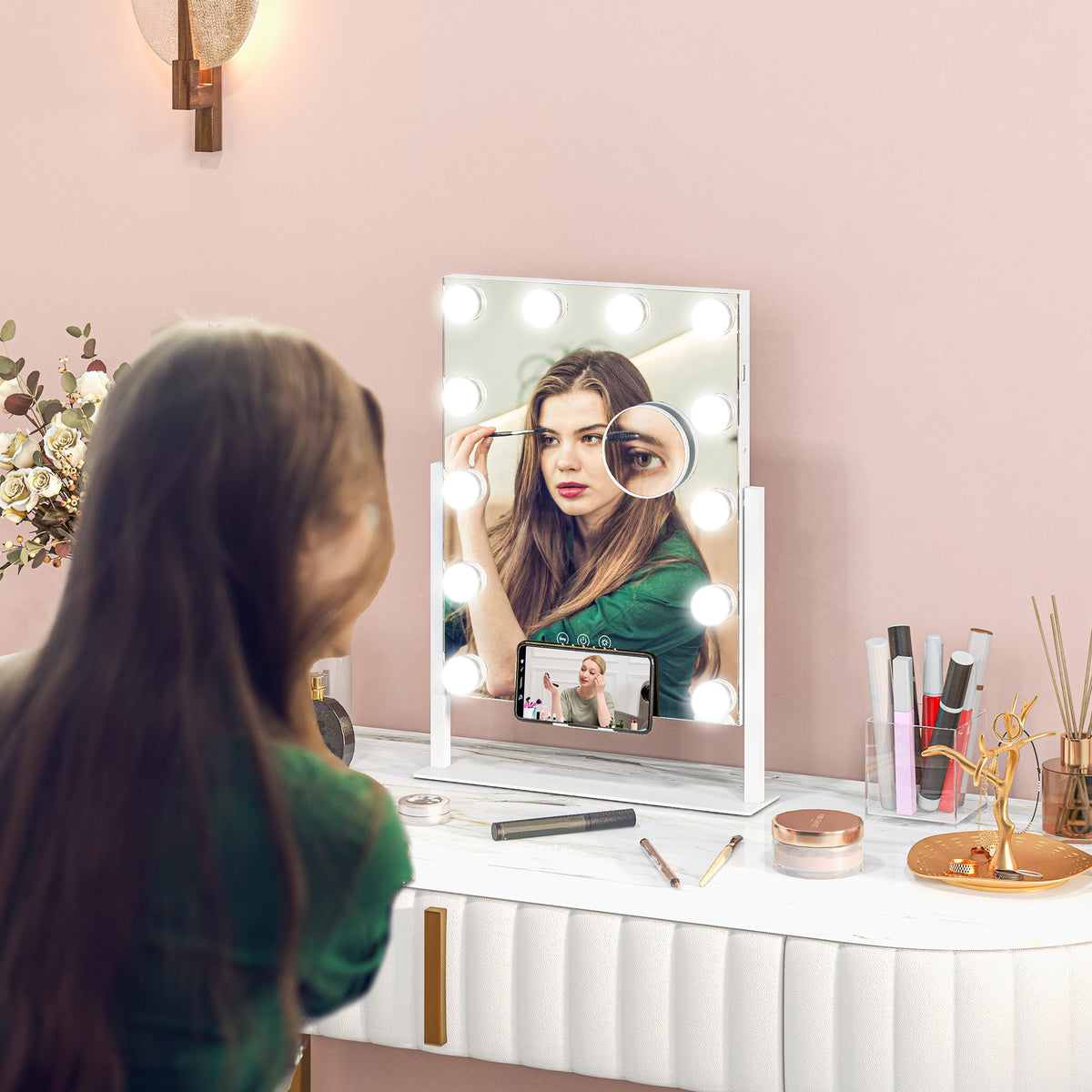 LED-Kosmetikspiegel mit Touchsteuerung und USB