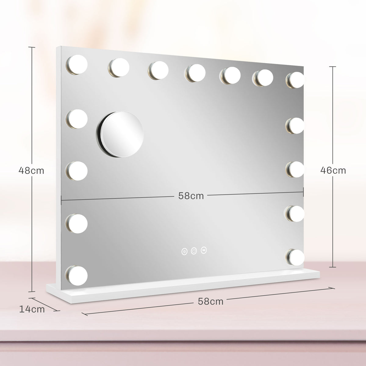LED-Kosmetikspiegel mit Touchsteuerung und USB