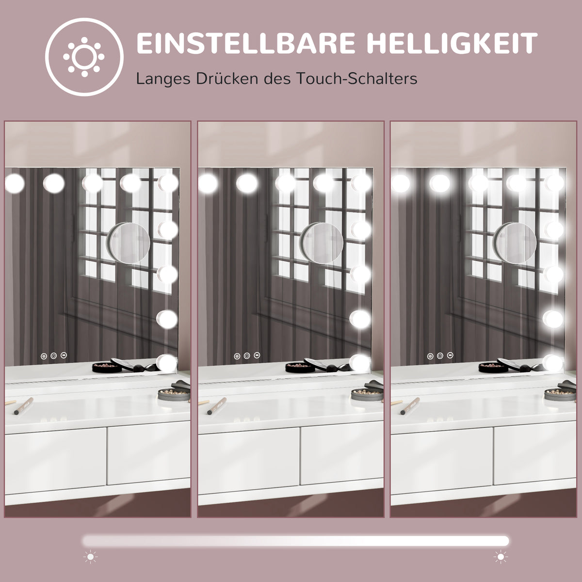 LED-Kosmetikspiegel mit Touchsteuerung und USB