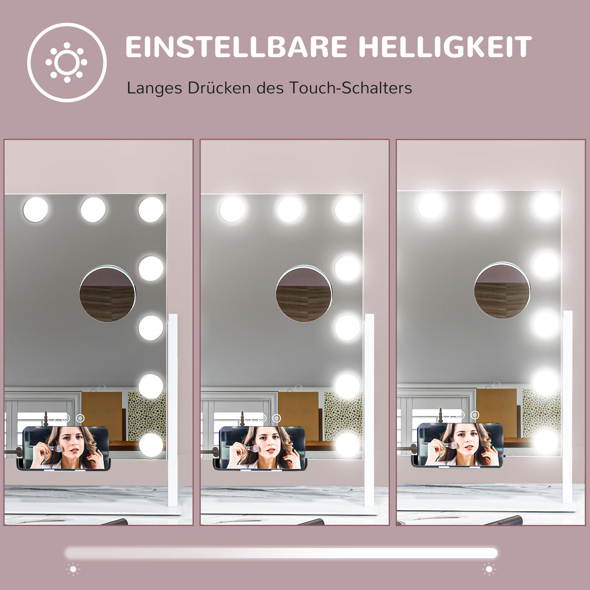 LED-Kosmetikspiegel mit Touchsteuerung und USB