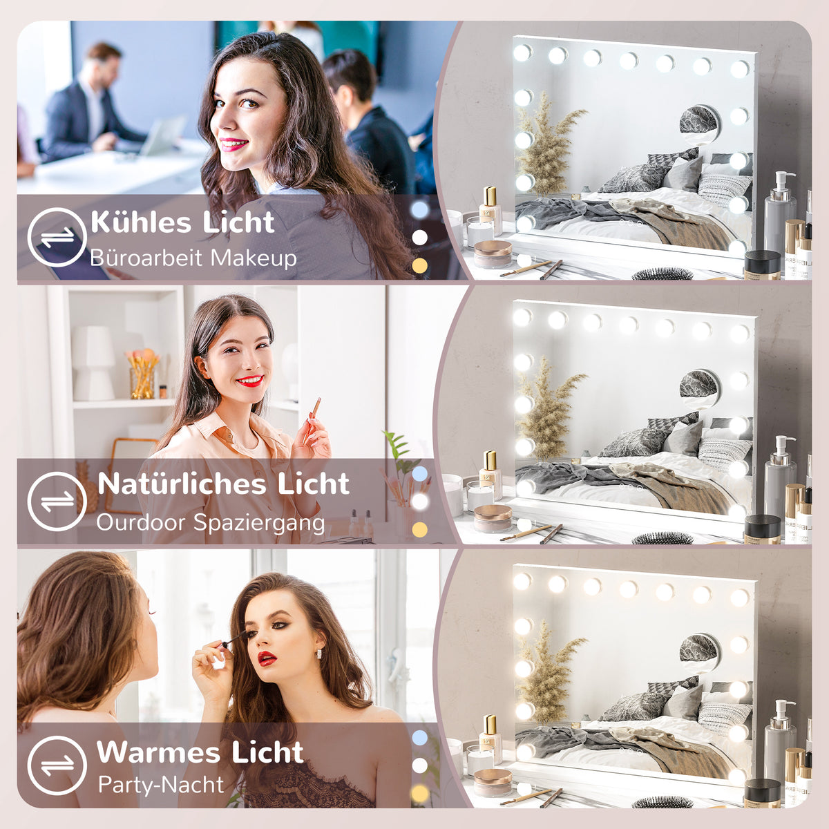 LED-Kosmetikspiegel mit Touchsteuerung und USB