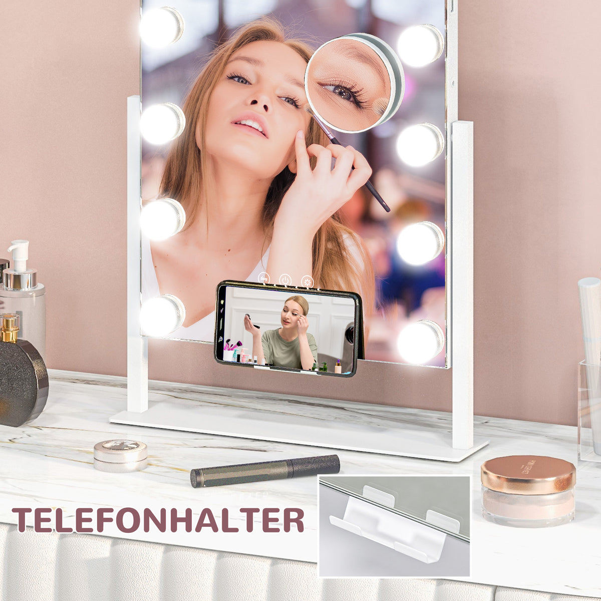 LED-Kosmetikspiegel mit Touchsteuerung und USB