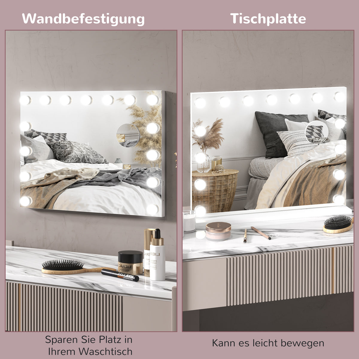 LED-Kosmetikspiegel mit Touchsteuerung und USB