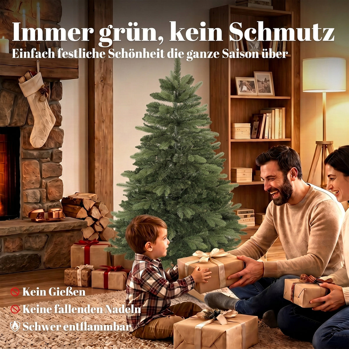 Künstlicher Weihnachtsbaum mit Holzständer, 150 cm