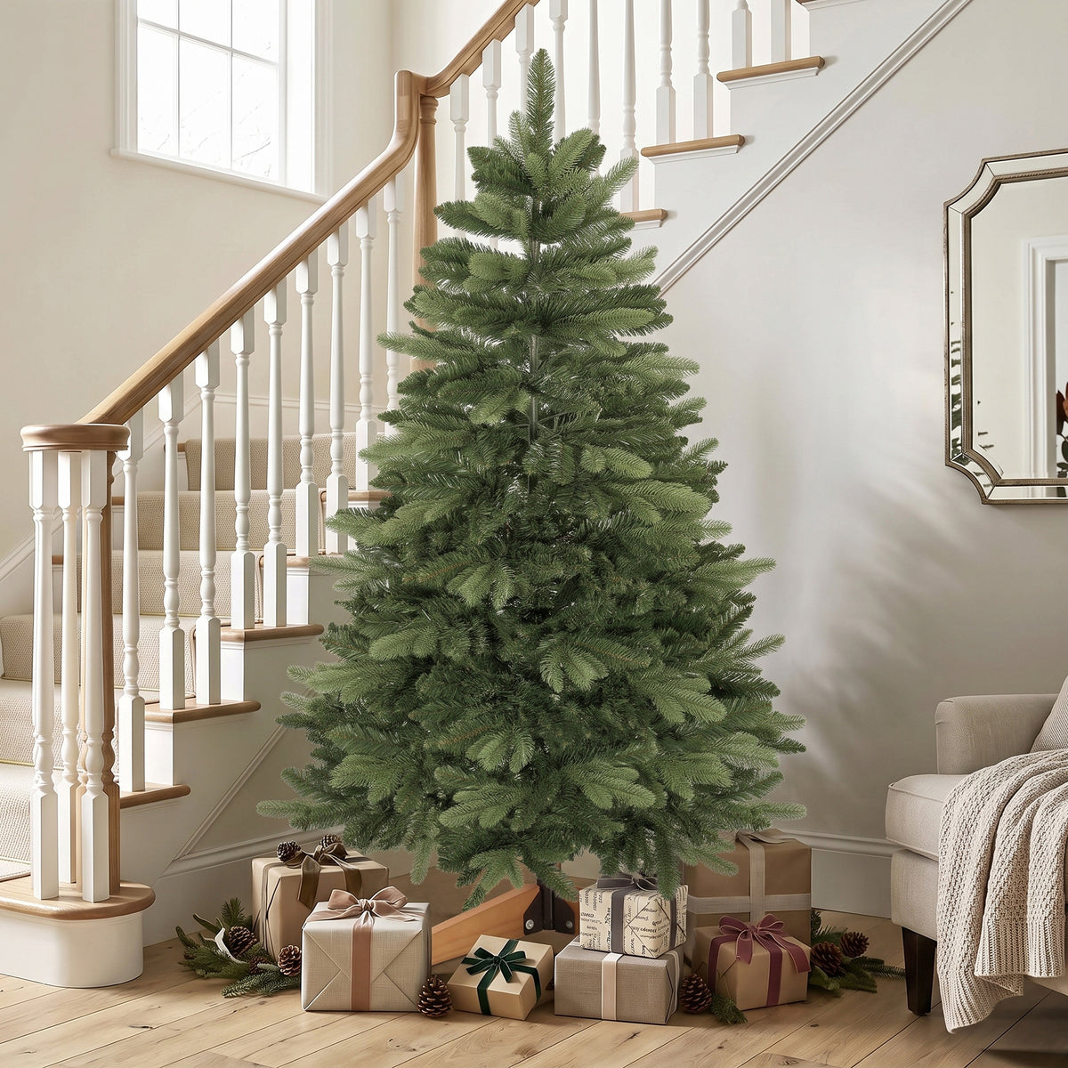 Künstlicher Weihnachtsbaum mit Holzständer, 150 cm