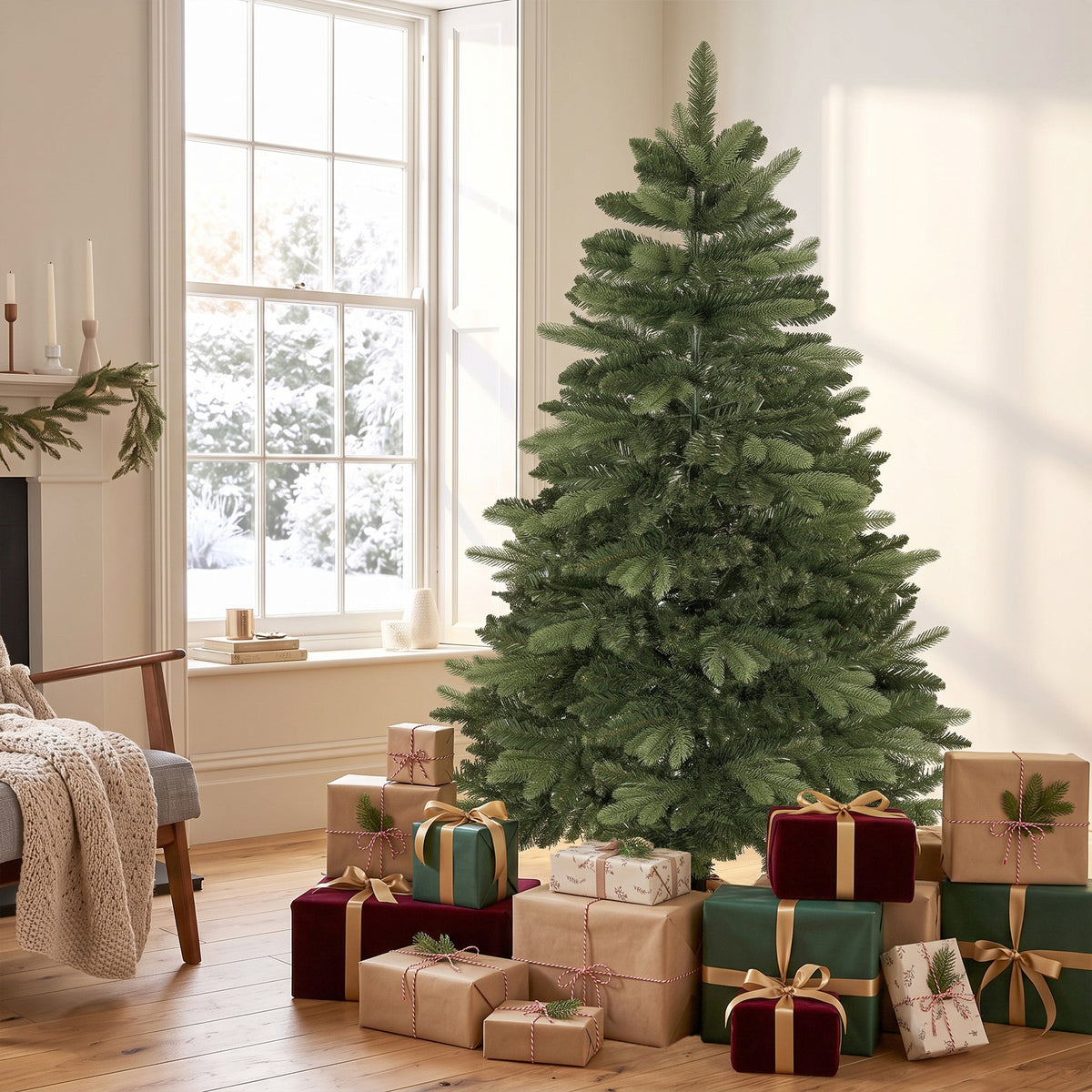 Künstlicher Weihnachtsbaum mit Holzständer, 150 cm