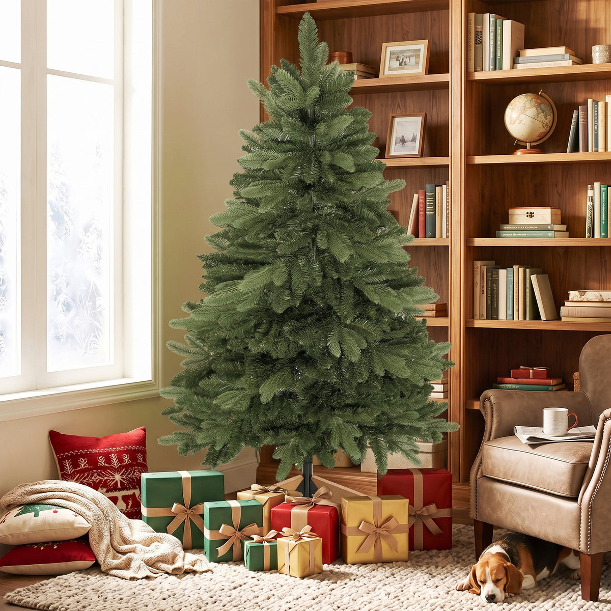 Künstlicher Weihnachtsbaum mit Holzständer, 150 cm