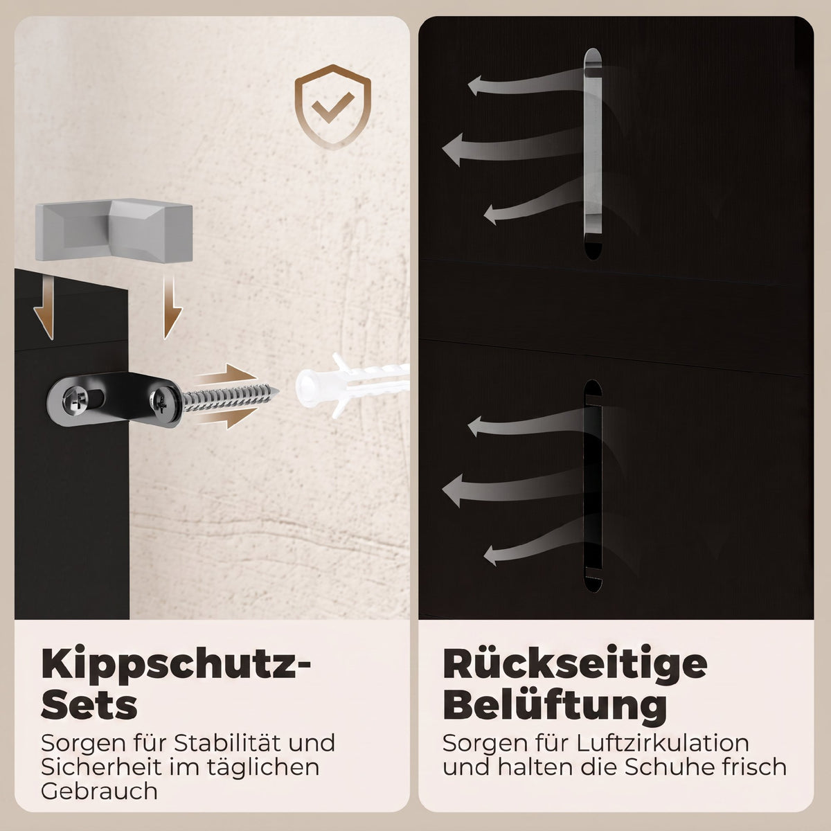 Schuhschrank mit 5 Ebenen und verstellbaren Böden
