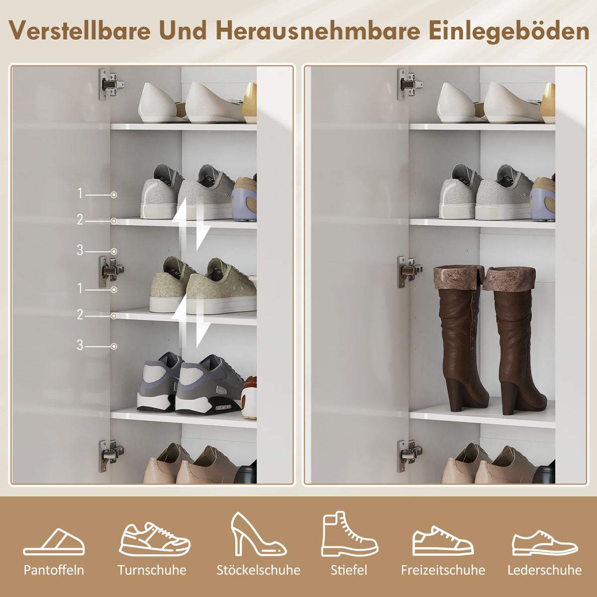 Schuhschrank mit 5 Ebenen und verstellbaren Böden