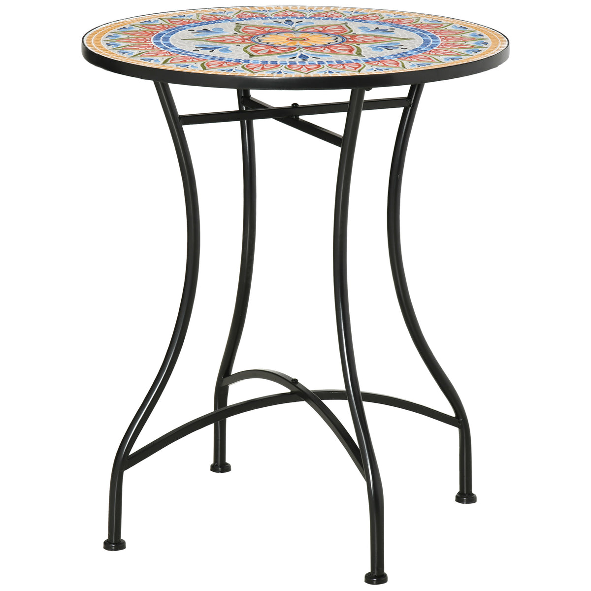 Runder Gartentisch mit Keramik-Mosaikplatte