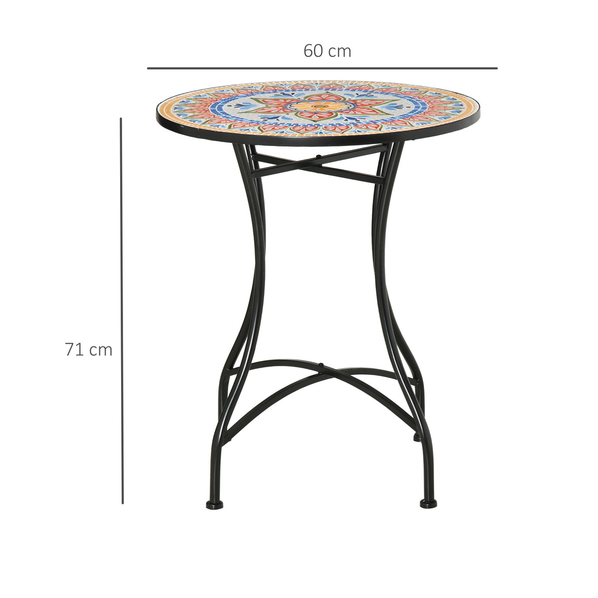 Runder Gartentisch mit Keramik-Mosaikplatte