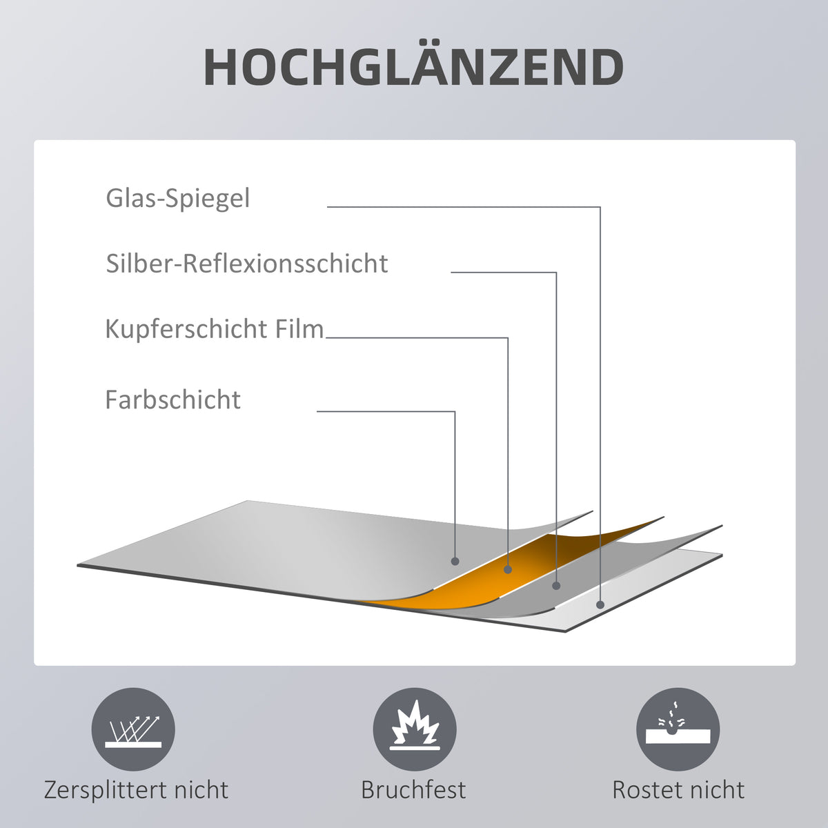Hoher Wandspiegel mit Kiefernholzrahmen