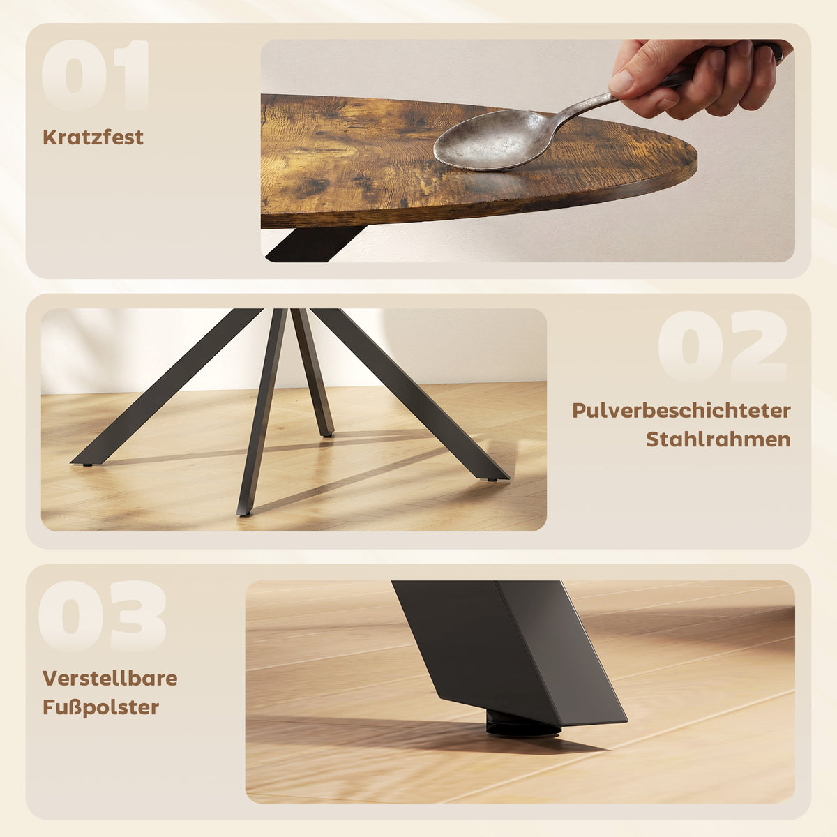 Runder Esstisch 120 cm mit X-Beinen