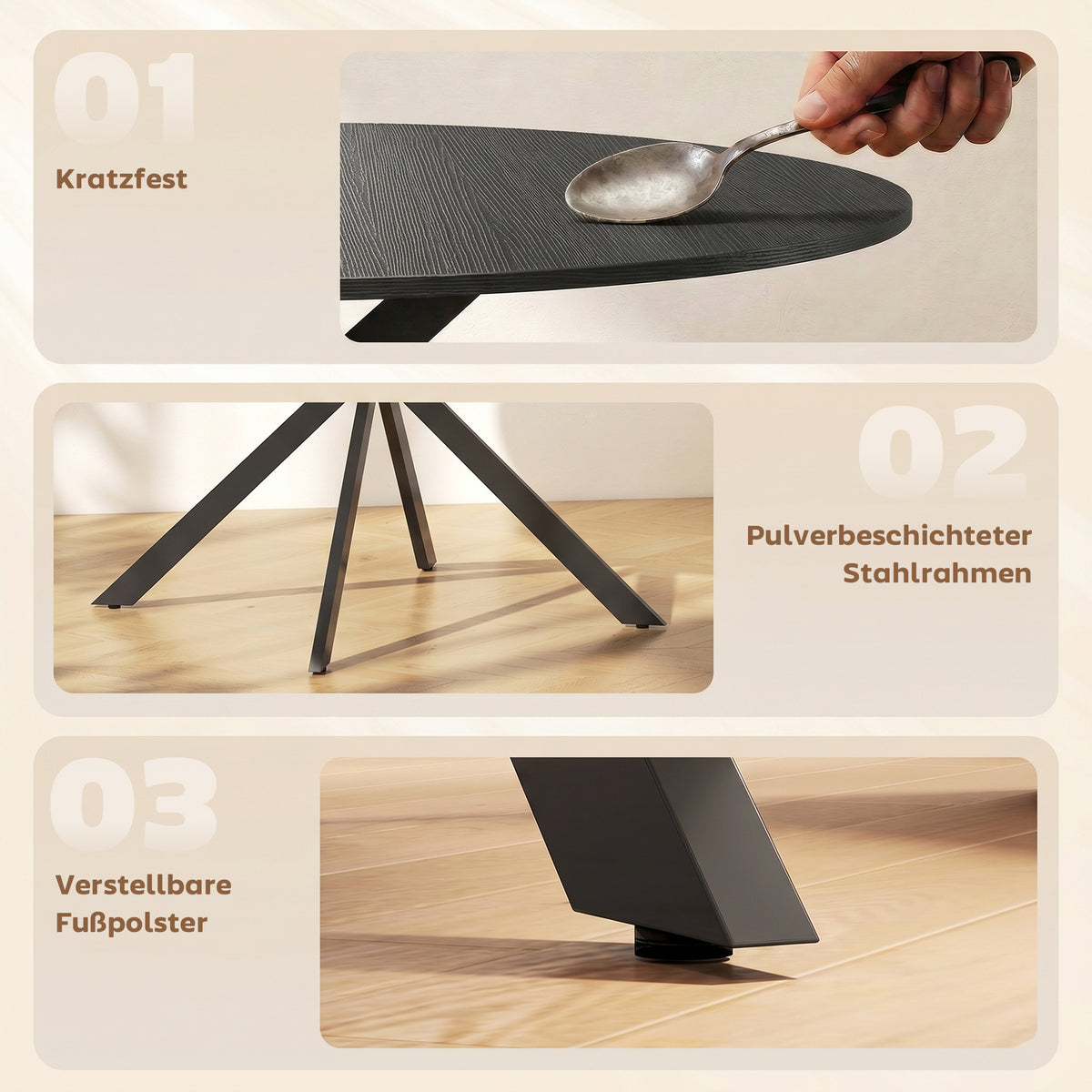 Runder Esstisch 120 cm mit X-Beinen