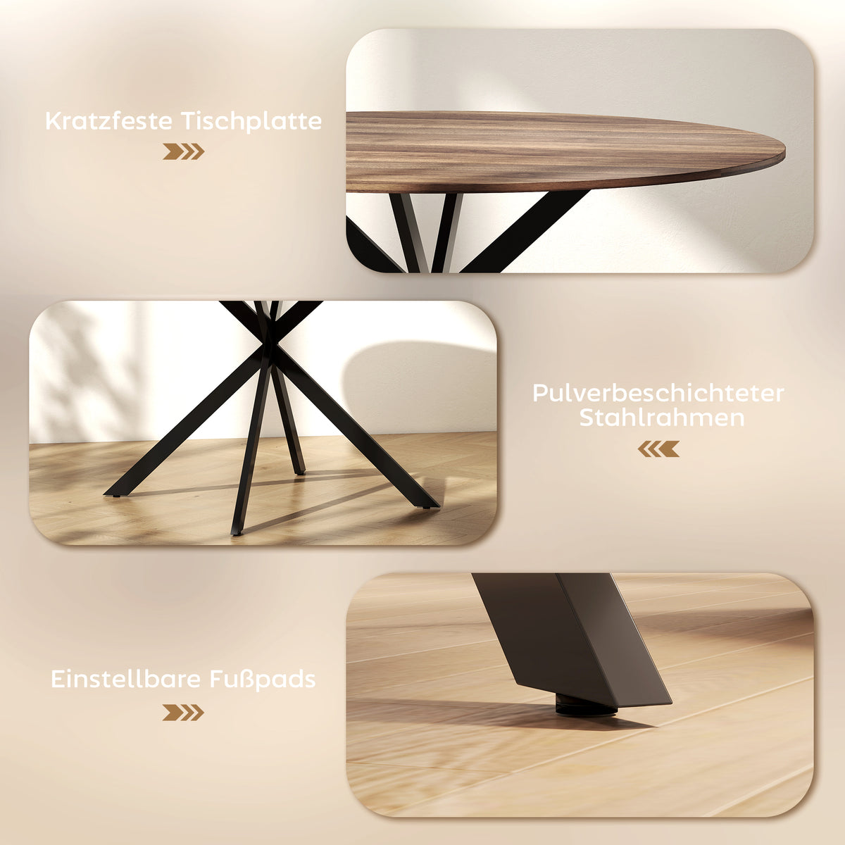 Runder Esstisch 120 cm mit X-Beinen