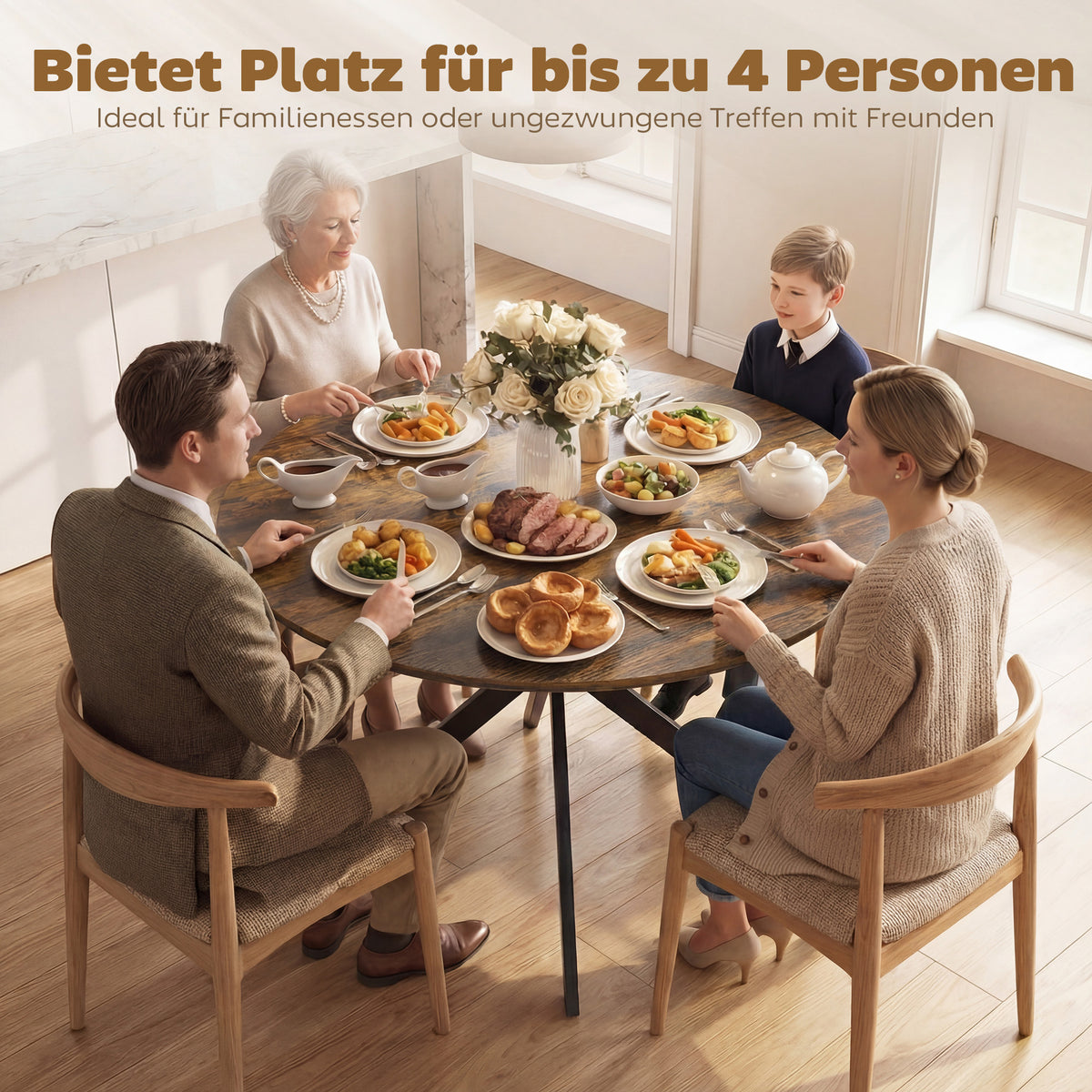 Runder Esstisch 120 cm mit X-Beinen