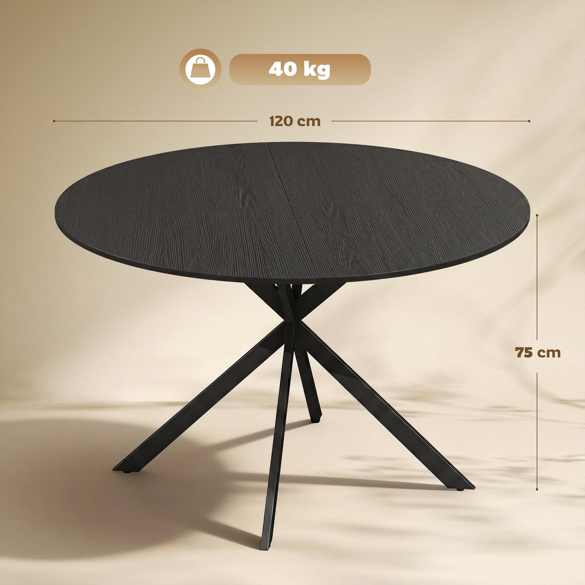 Runder Esstisch 120 cm mit X-Beinen