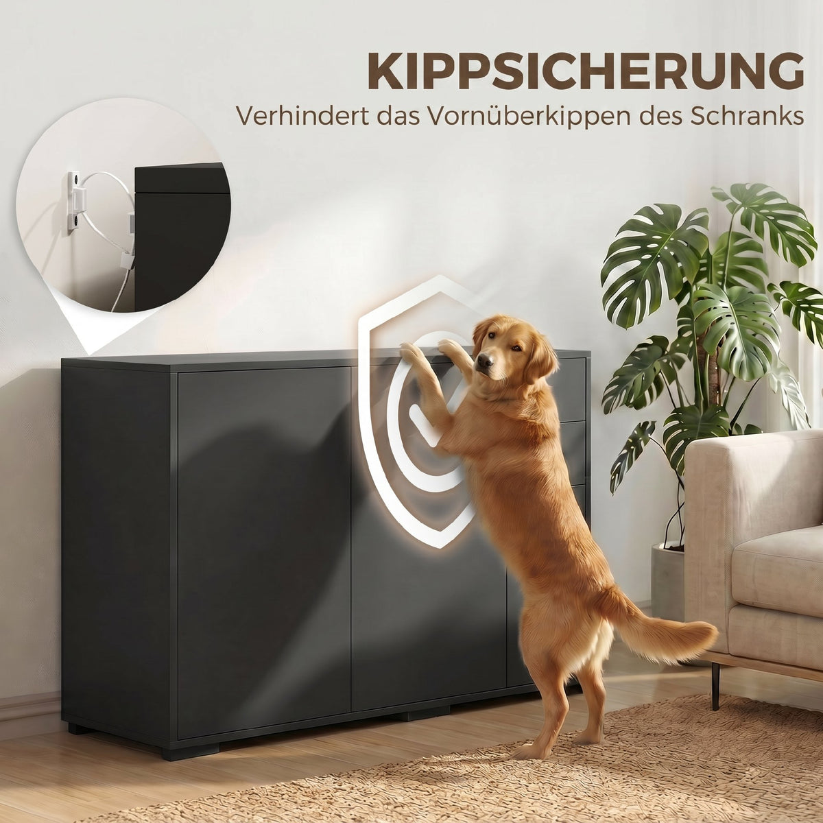 Sideboard mit zwei Schubladen und Push-Click