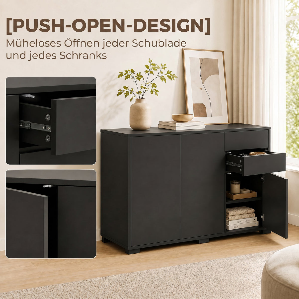 Sideboard mit zwei Schubladen und Push-Click