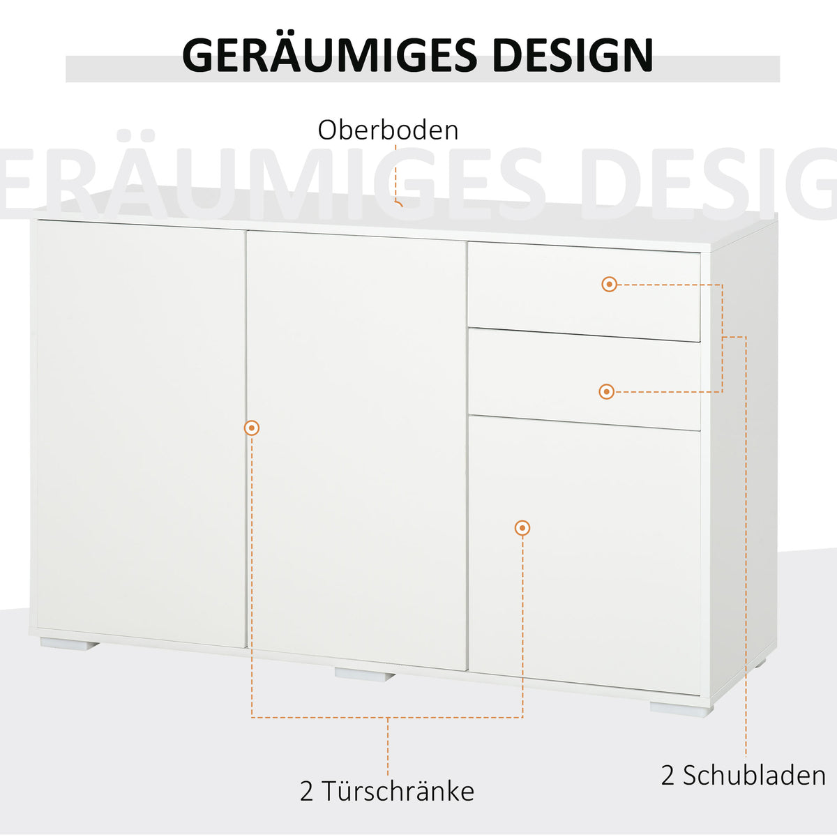 Sideboard mit zwei Schubladen und Push-Click