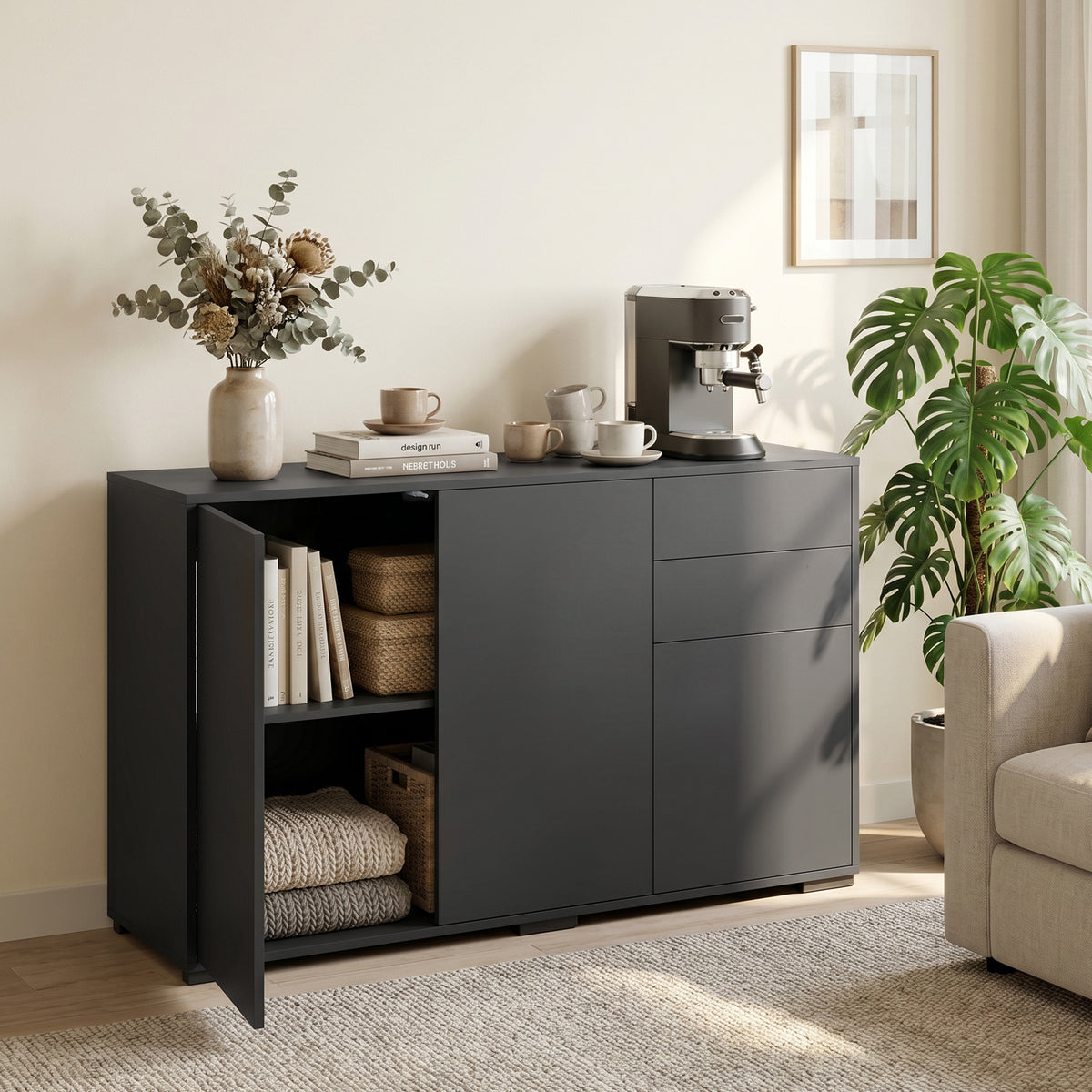Sideboard mit zwei Schubladen und Push-Click
