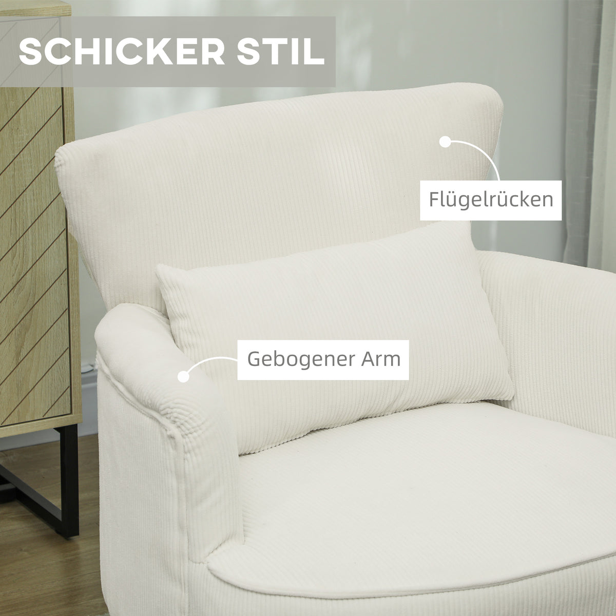 Gepolsterter Armlehnstuhl mit Lendenkissen
