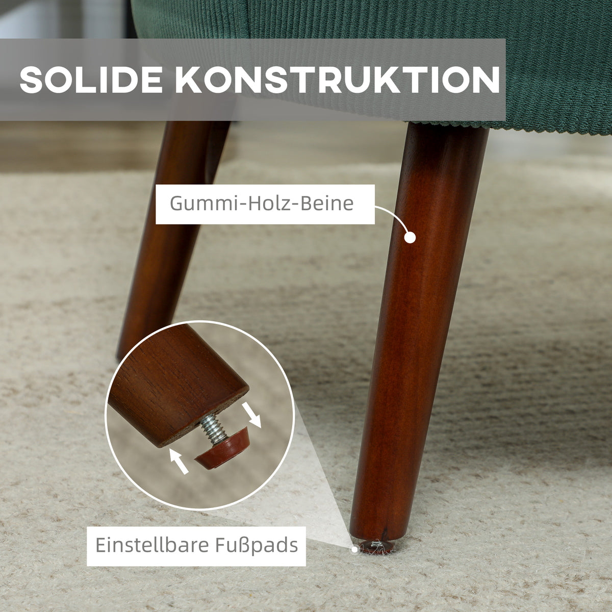 Gepolsterter Armlehnstuhl mit Lendenkissen