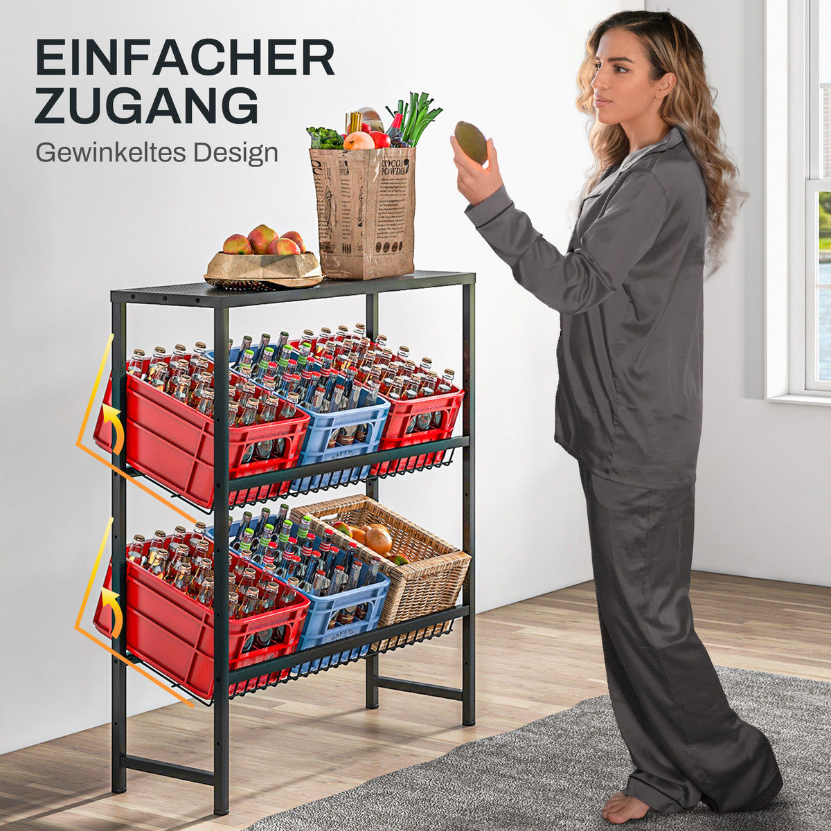Höhenverstellbares Getränkekistenregal aus Stahl
