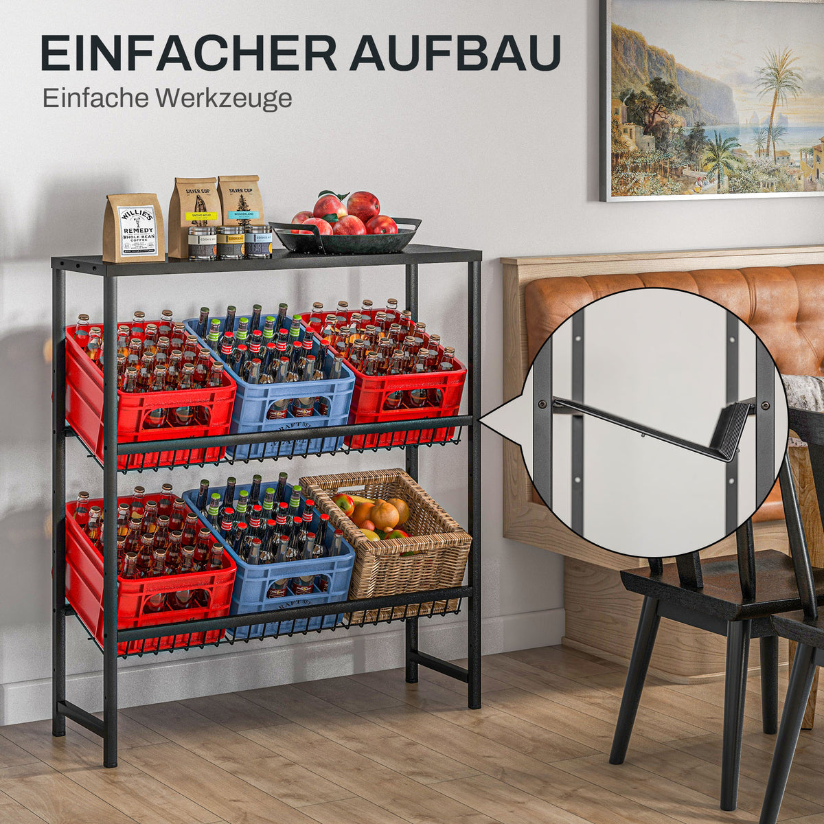 Höhenverstellbares Getränkekistenregal aus Stahl