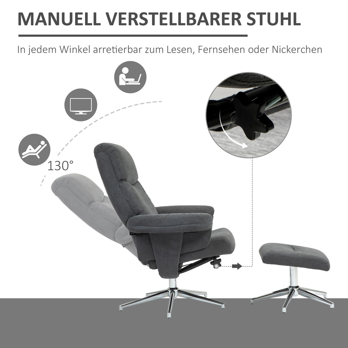 Relaxsessel mit Fußhocker und besonderen Funktionen