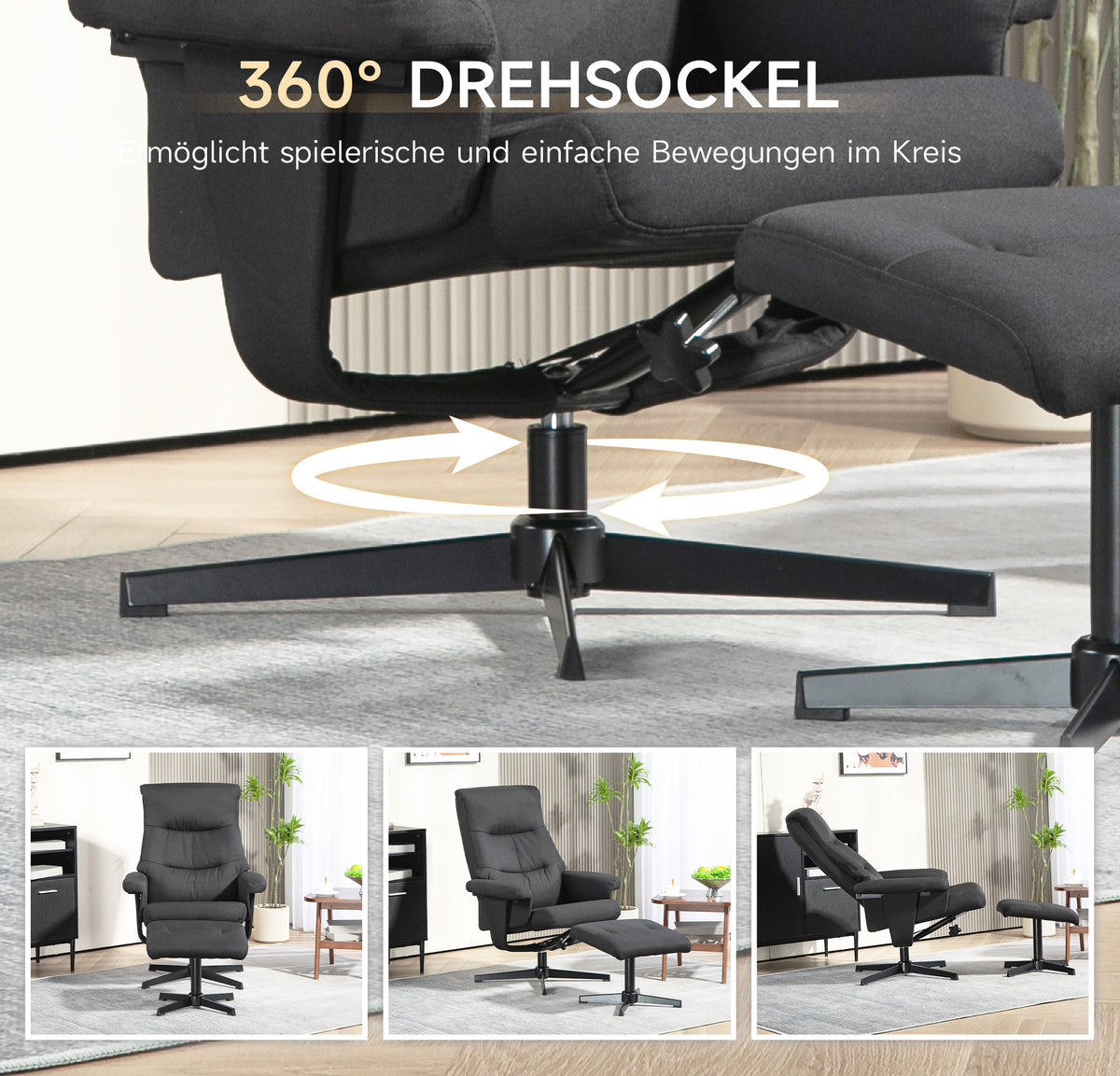 Relaxsessel mit Fußhocker und besonderen Funktionen