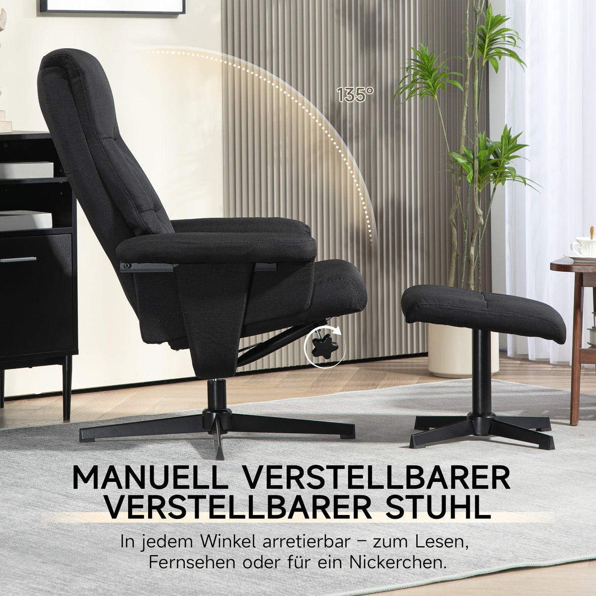 Relaxsessel mit Fußhocker und besonderen Funktionen