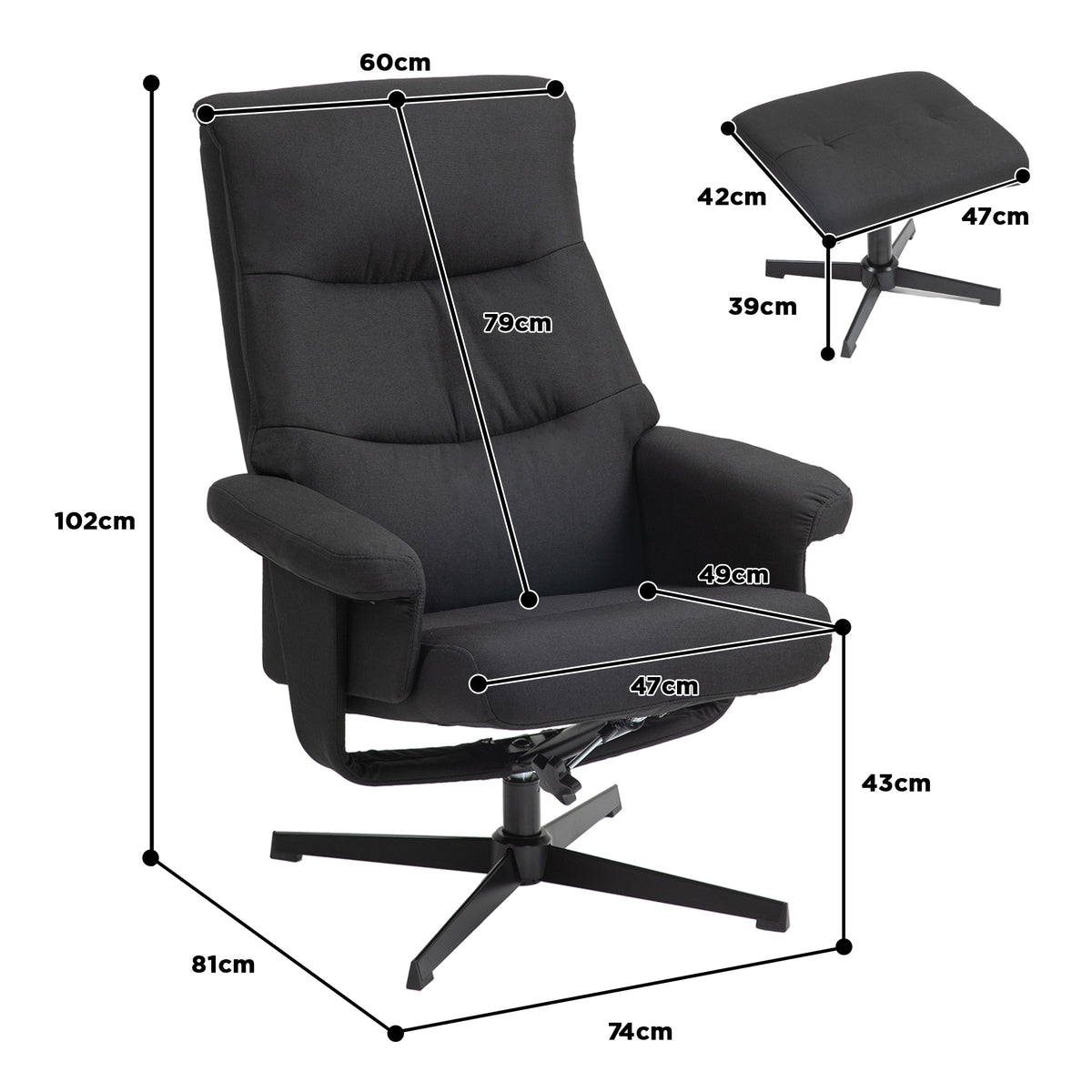 Relaxsessel mit Fußhocker und besonderen Funktionen