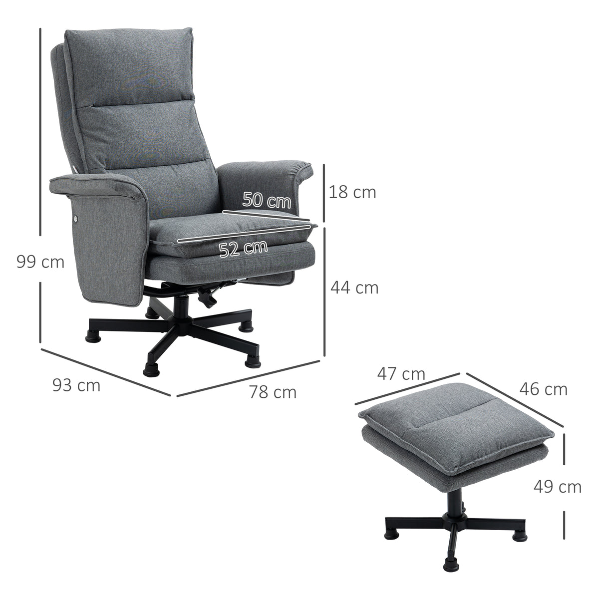 Relaxsessel mit Fußhocker und besonderen Funktionen