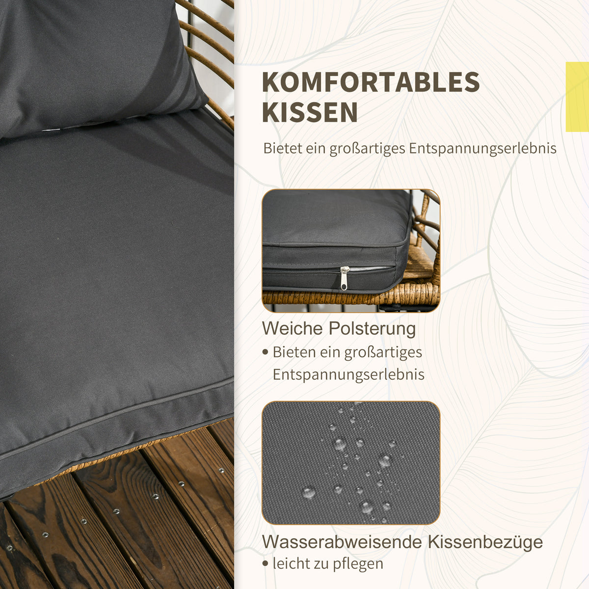 3-teiliges Bistro-Set mit 2 Stühlen und Kissen