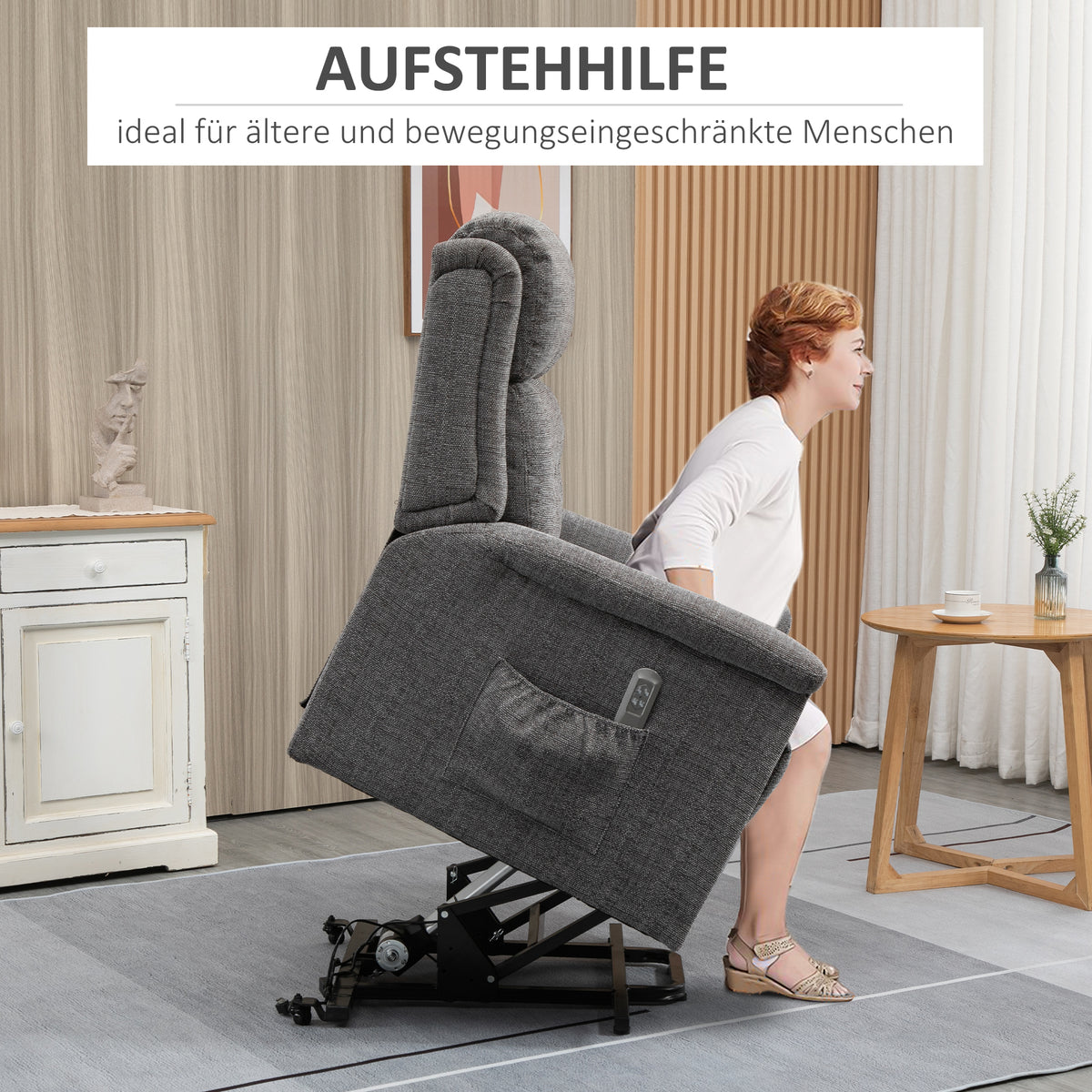 Elektrischer Aufstehsessel mit Fernbedienung und Fußstütze
