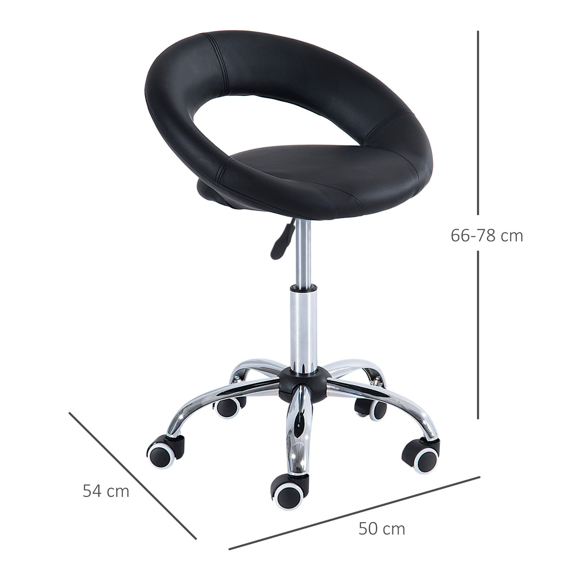 Höhenverstellbarer Rollhocker mit Drehfunktion