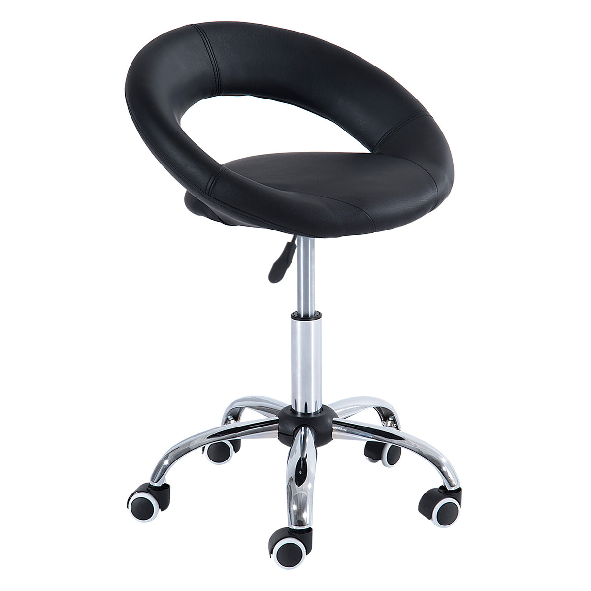 Höhenverstellbarer Rollhocker mit Drehfunktion