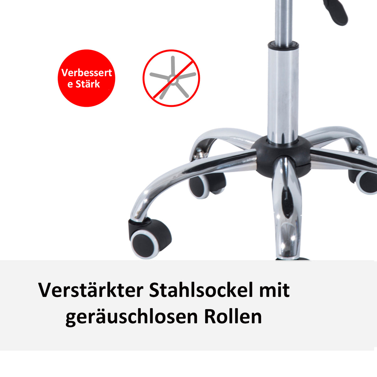 Höhenverstellbarer Rollhocker mit Drehfunktion