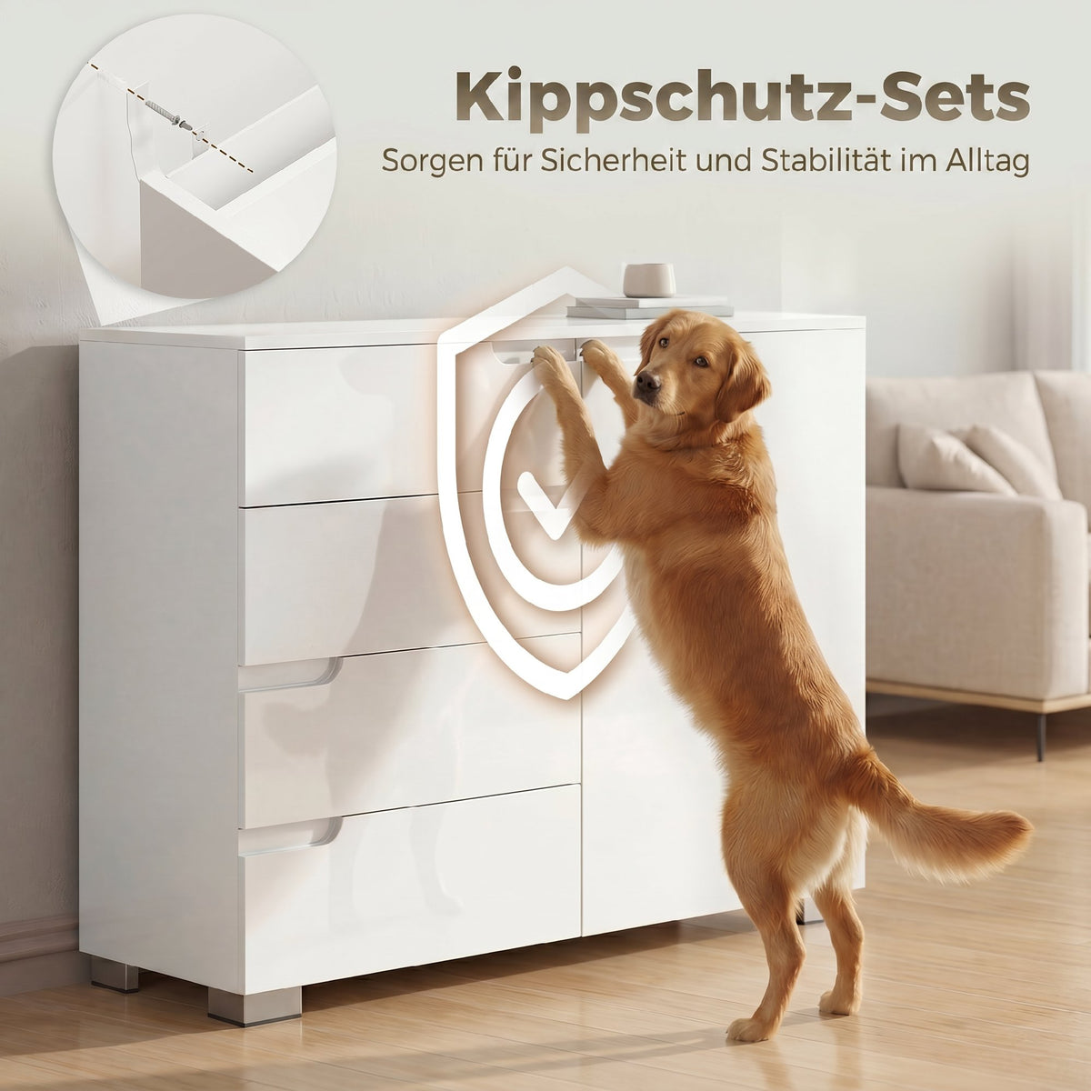 Sideboard mit 4 Schubladen und verstellbarem Einlegeboden