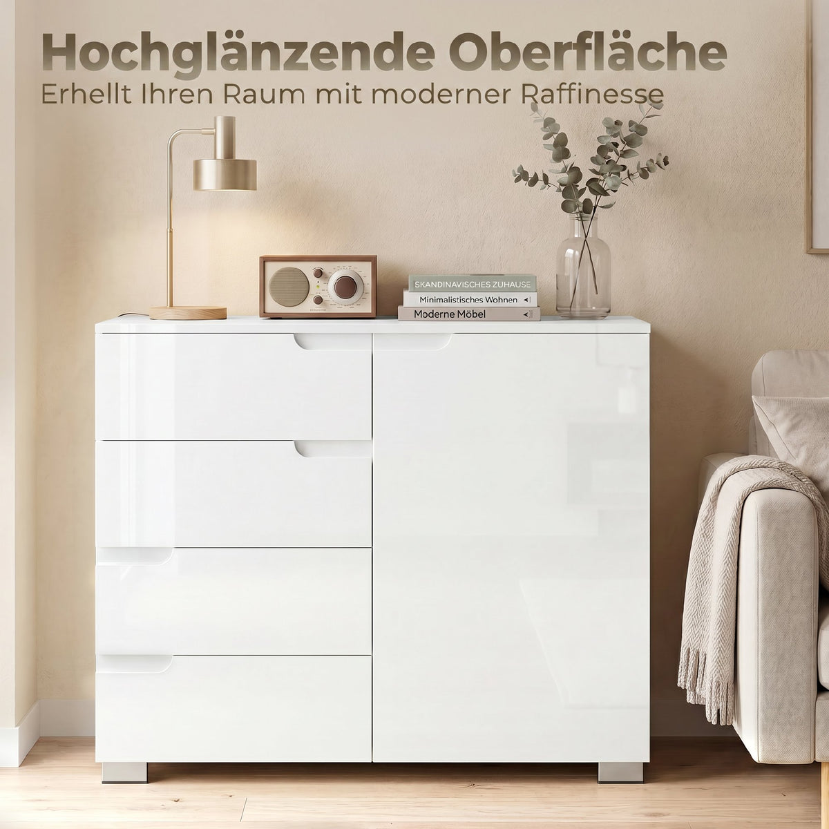 Sideboard mit 4 Schubladen und verstellbarem Einlegeboden