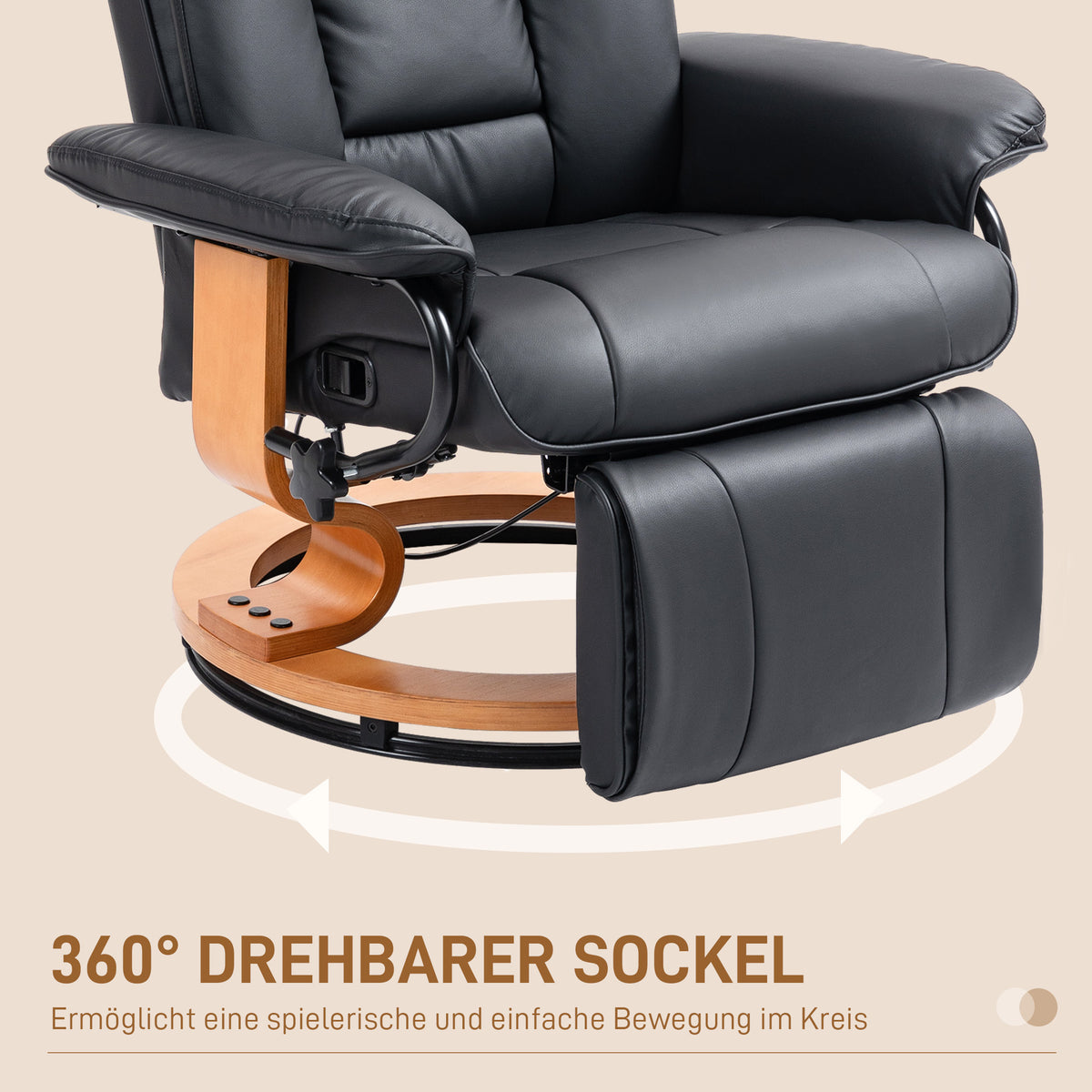 Drehbarer Relaxsessel mit Liegefunktion und Fußstütze