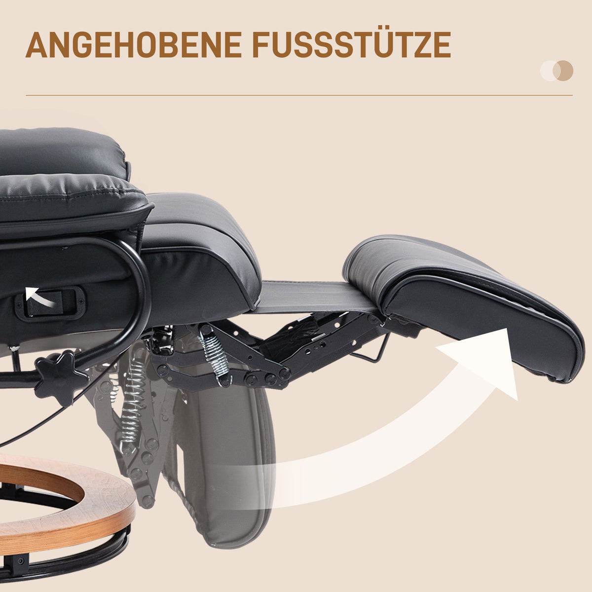 Drehbarer Relaxsessel mit Liegefunktion und Fußstütze