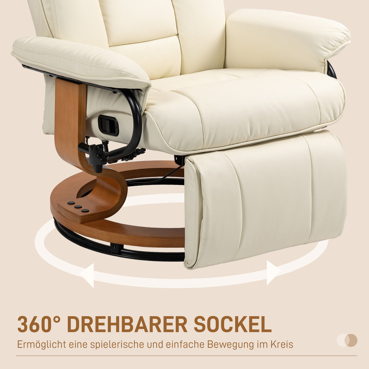 Drehbarer Relaxsessel mit Liegefunktion und Fußstütze