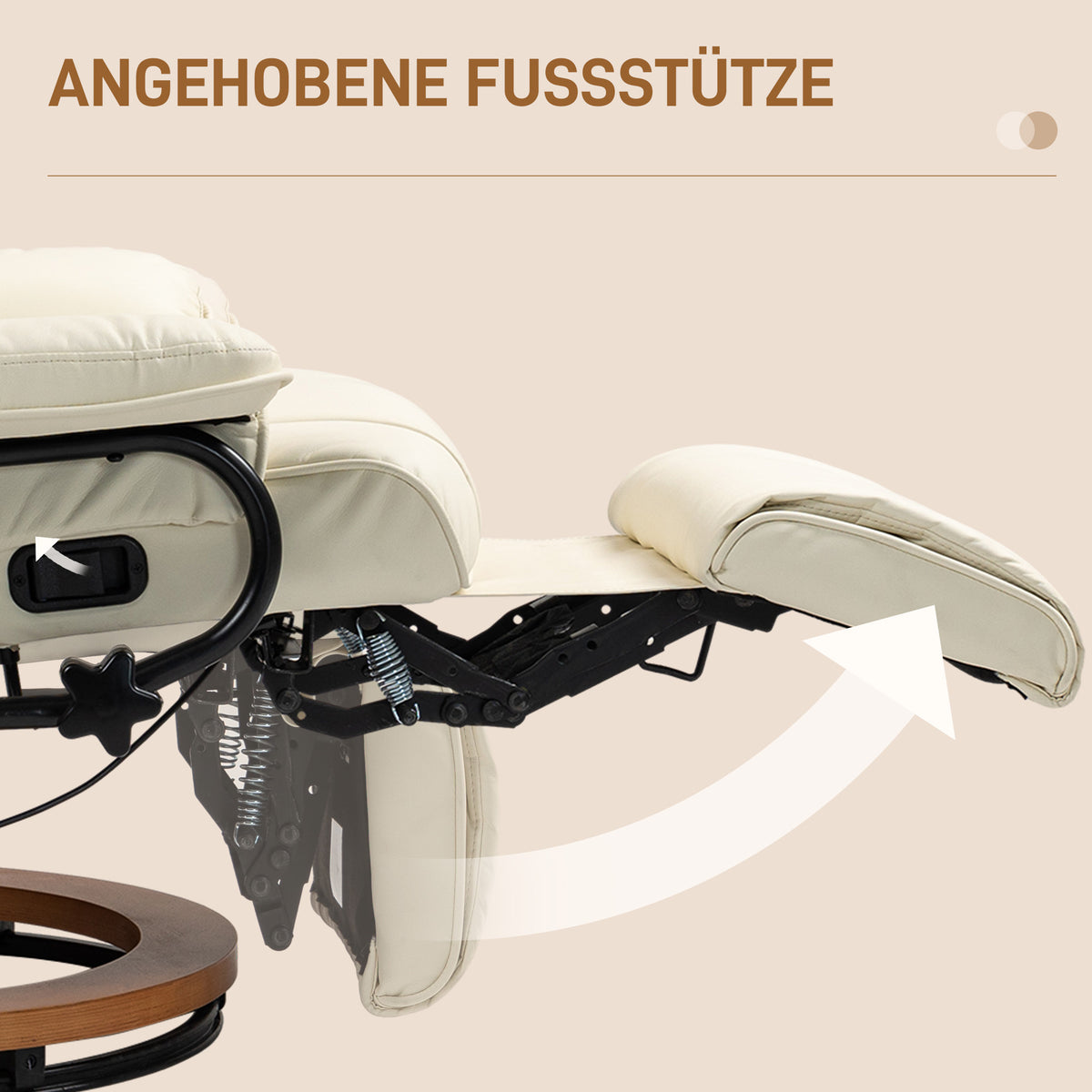 Drehbarer Relaxsessel mit Liegefunktion und Fußstütze